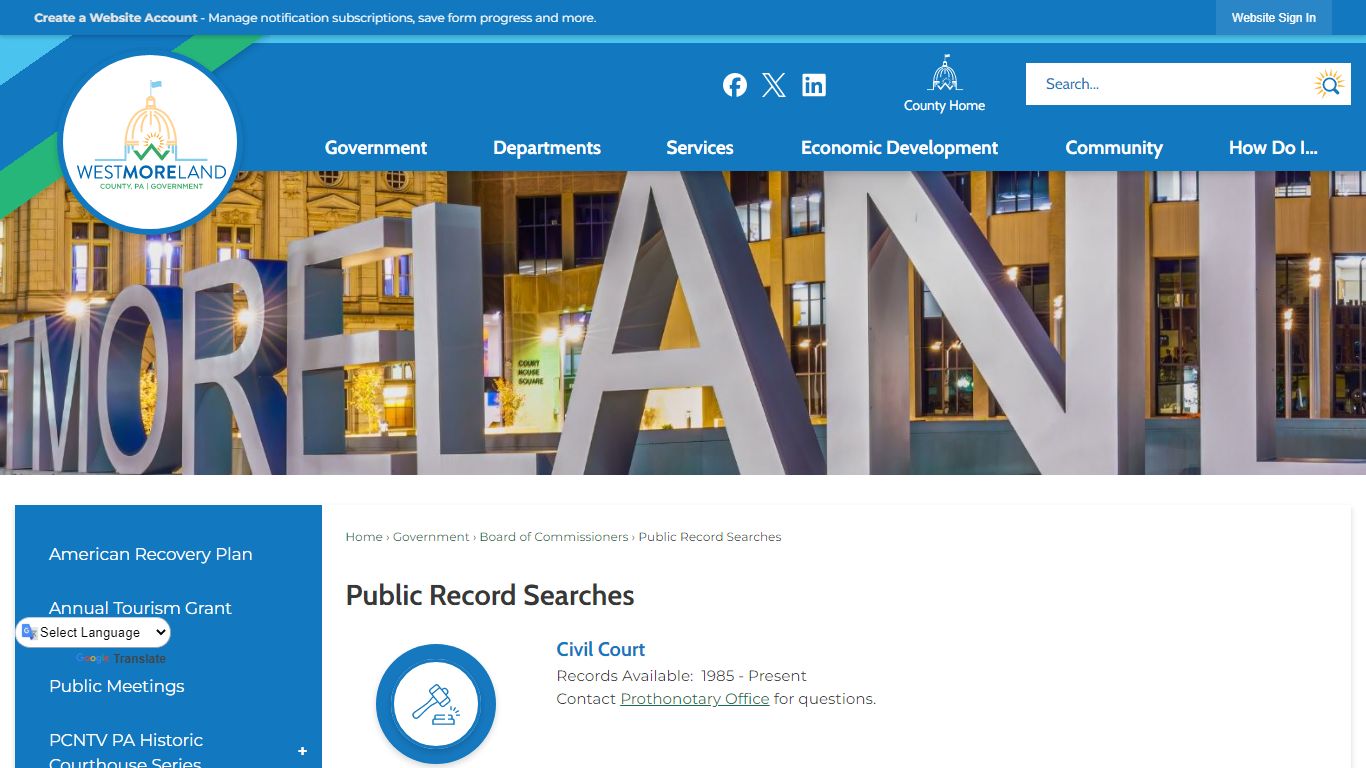 Public Record Searches - Westmoreland County, PA